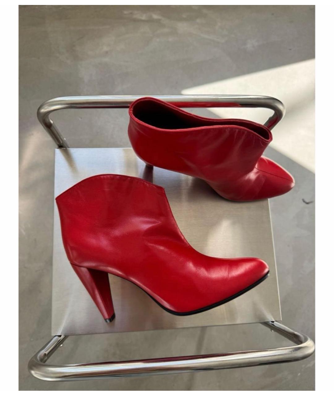 CELINE Красные кожаные ботильоны, фото 8