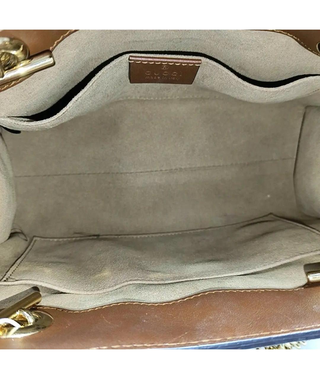 GUCCI Коричневая кожаная сумка тоут, фото 5