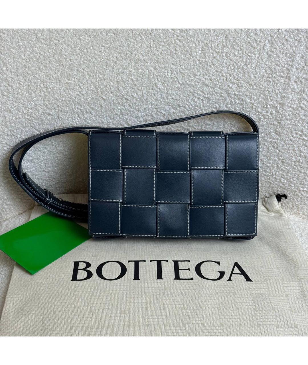 BOTTEGA VENETA Темно-синяя кожаная сумка на плечо, фото 4