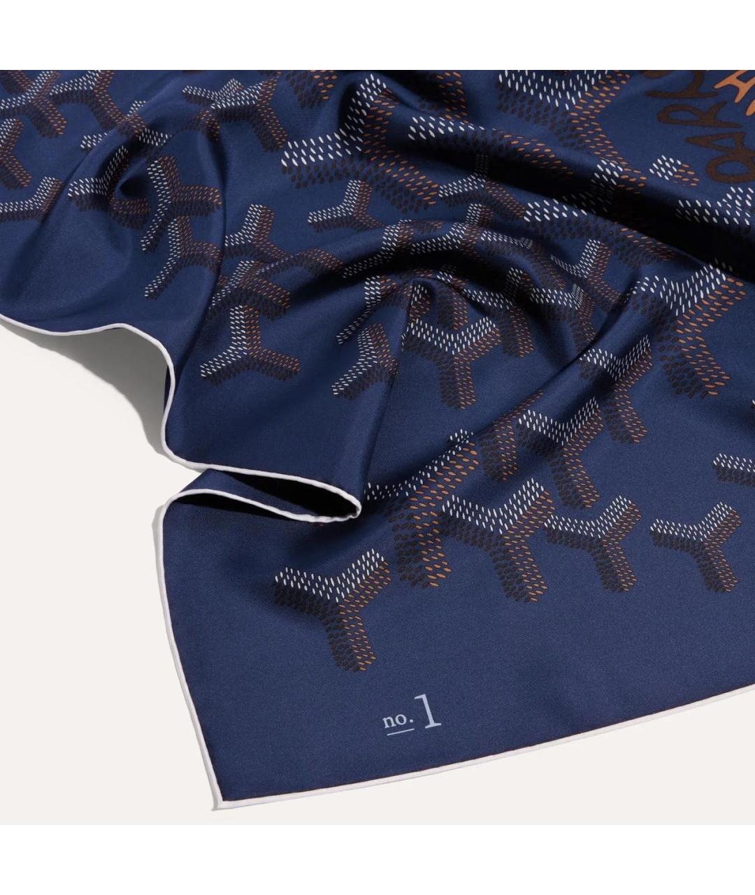 GOYARD Темно-синий шелковый платок, фото 2