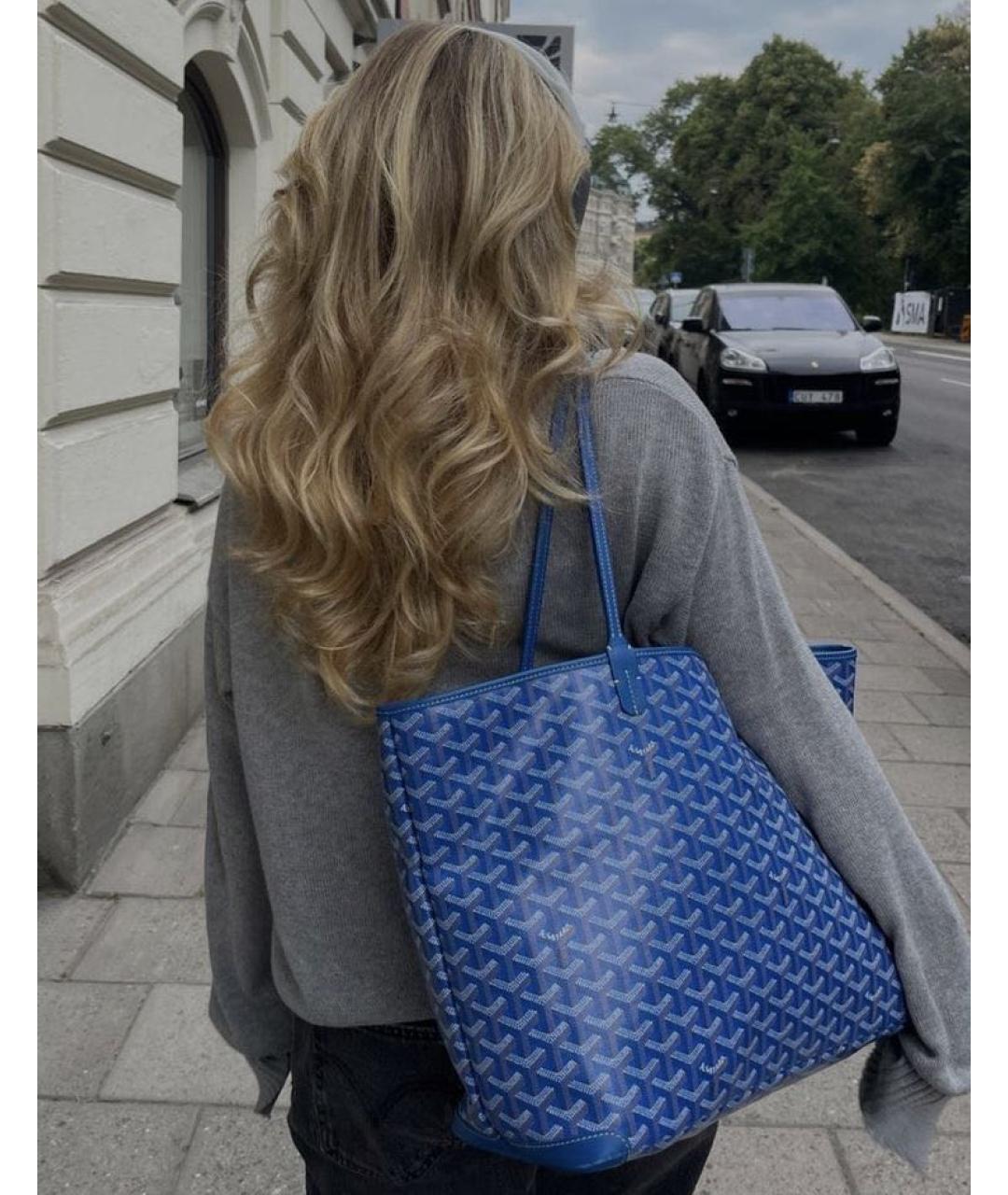 GOYARD Синяя кожаная сумка тоут, фото 6