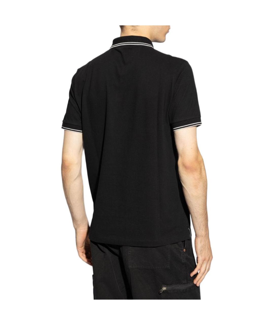 STONE ISLAND Черное хлопковое поло с коротким рукавом, фото 5