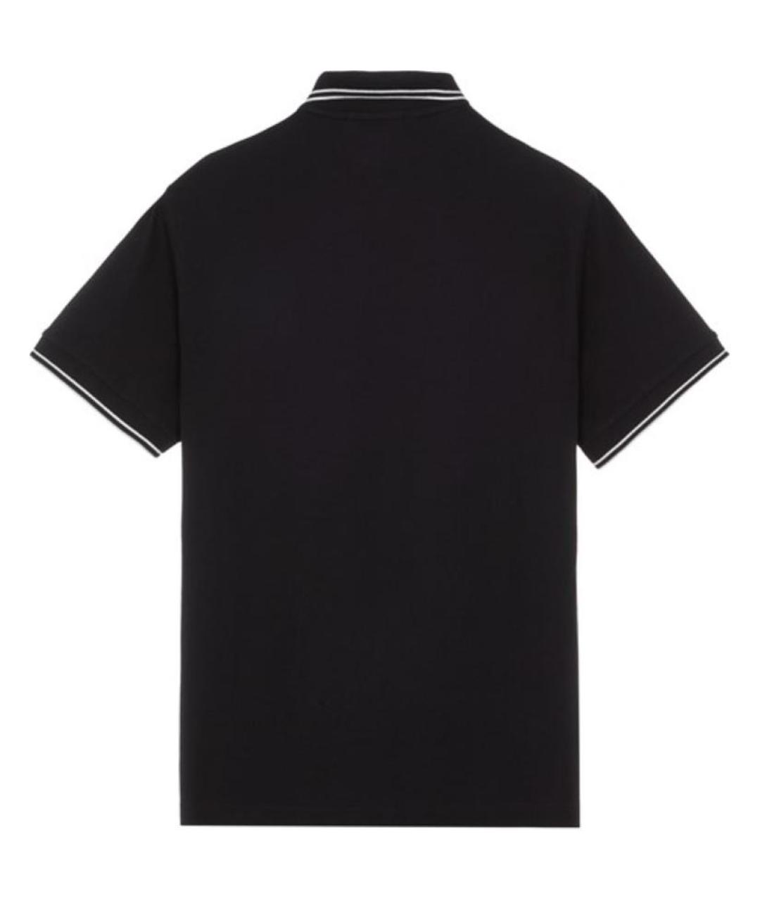 STONE ISLAND Черное хлопковое поло с коротким рукавом, фото 2