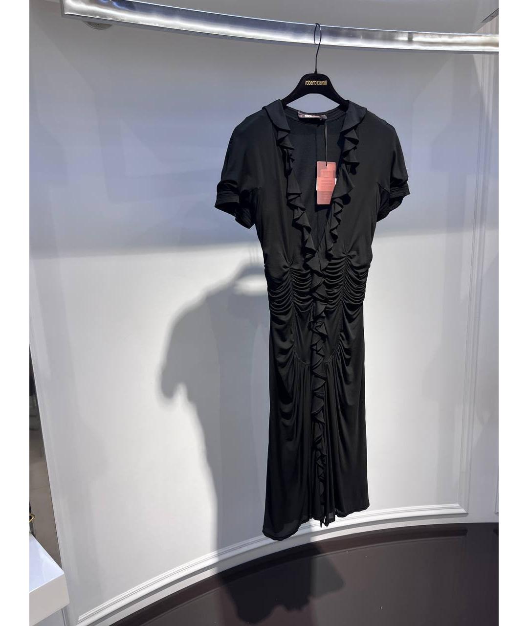 ROBERTO CAVALLI Черное шелковое коктейльное платье, фото 2