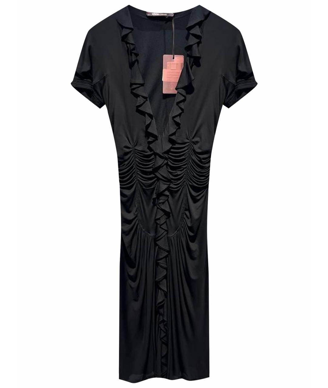 ROBERTO CAVALLI Черное шелковое коктейльное платье, фото 1