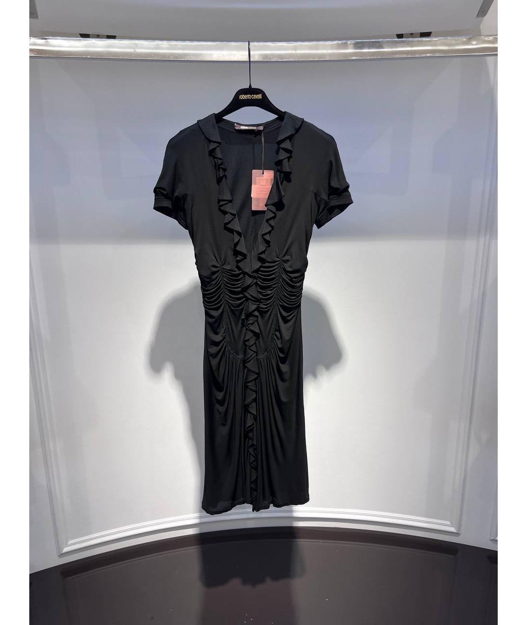 ROBERTO CAVALLI Черное шелковое коктейльное платье, фото 4