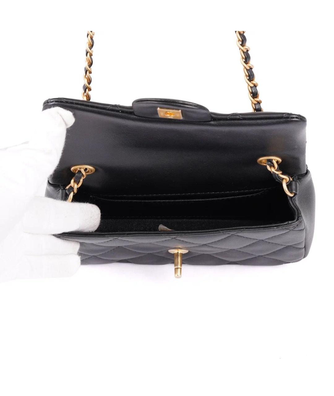 CHANEL Черная кожаная сумка через плечо, фото 8