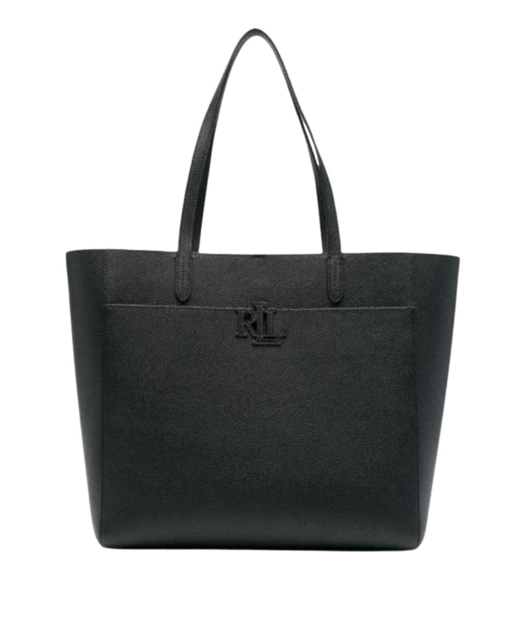 RALPH LAUREN Черная кожаная сумка тоут, фото 1