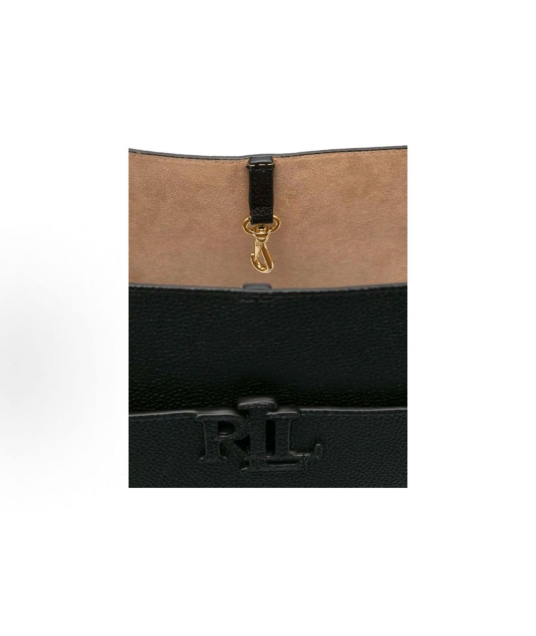 RALPH LAUREN Черная кожаная сумка тоут, фото 3
