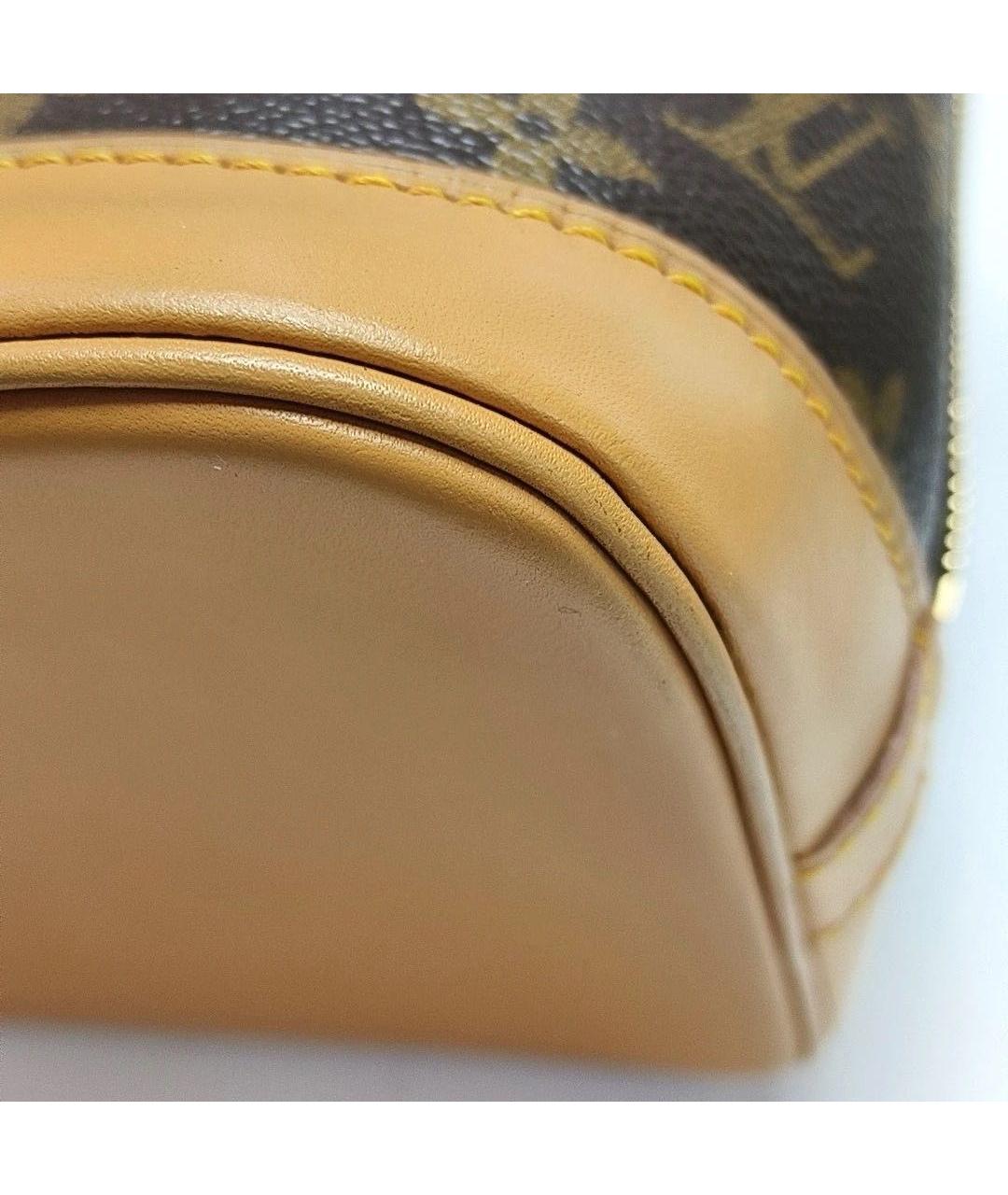 LOUIS VUITTON Коричневая кожаная сумка с короткими ручками, фото 7