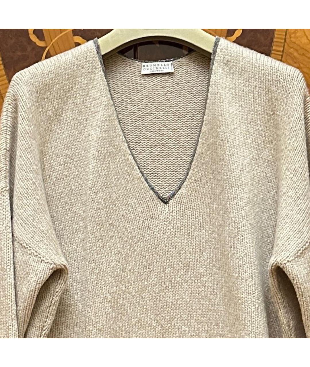 BRUNELLO CUCINELLI Бежевый кашемировый джемпер / свитер, фото 8
