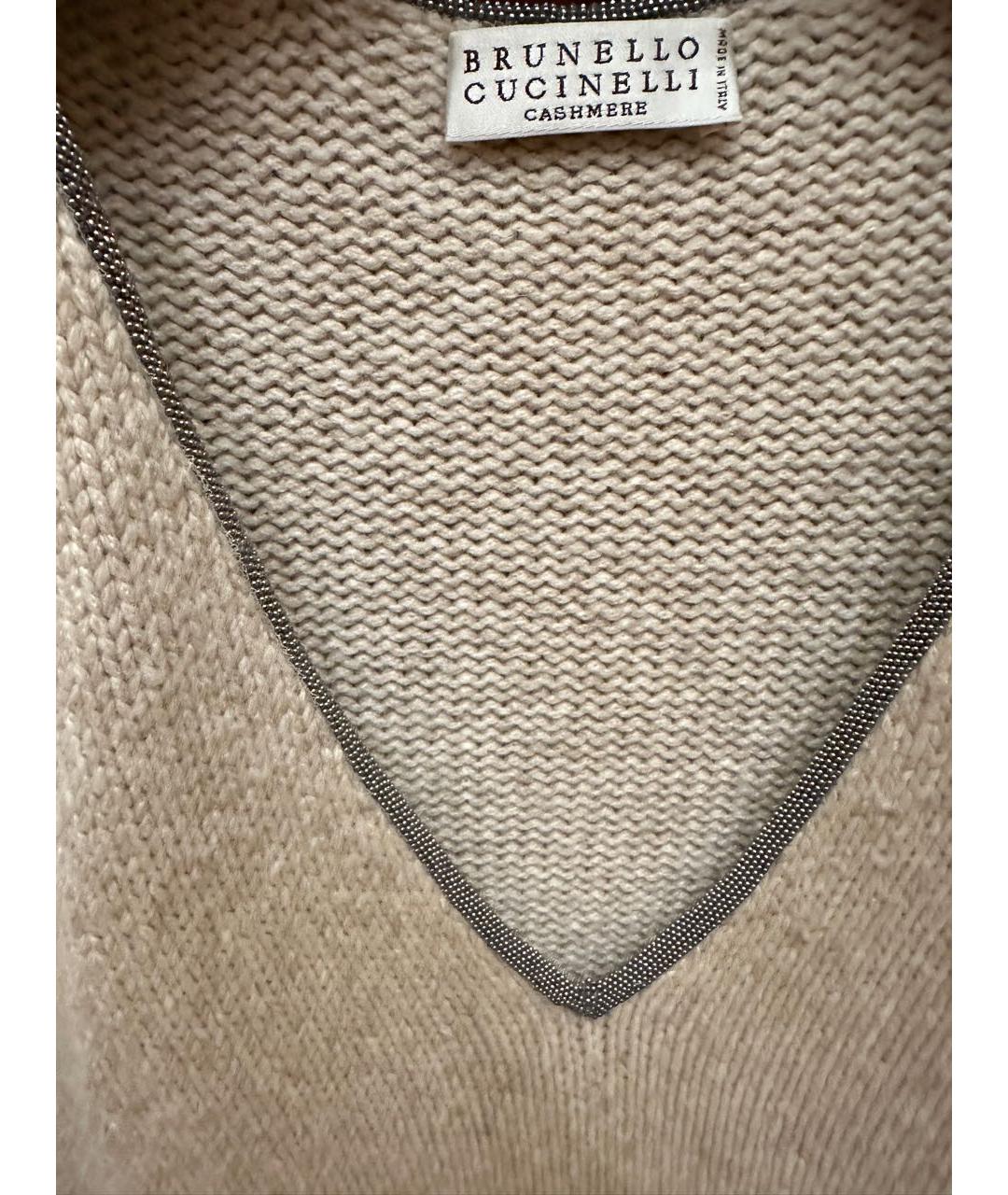 BRUNELLO CUCINELLI Бежевый кашемировый джемпер / свитер, фото 3