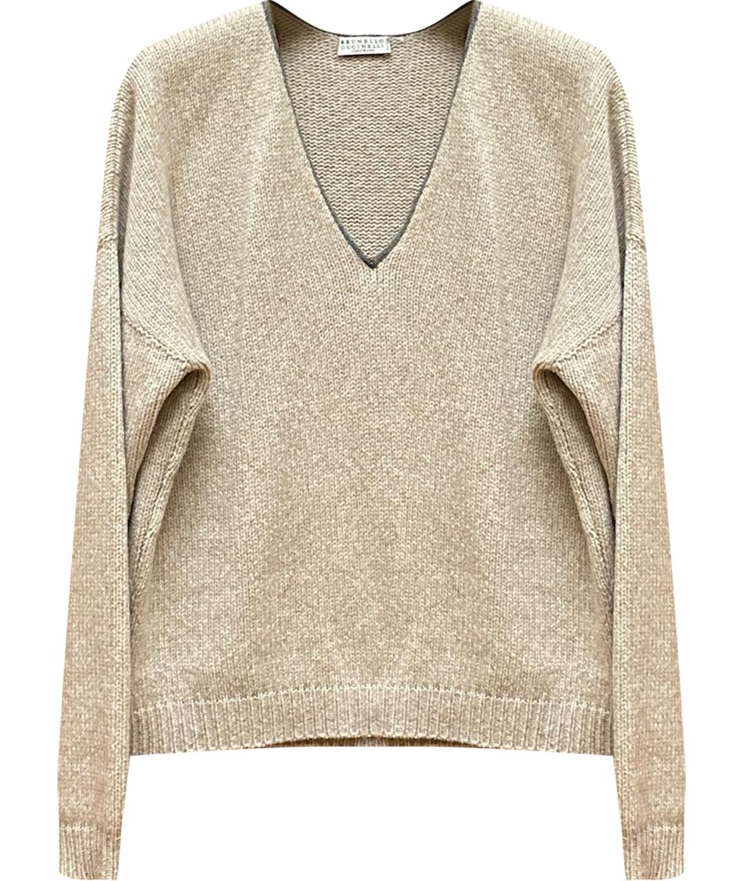 BRUNELLO CUCINELLI Бежевый кашемировый джемпер / свитер, фото 1