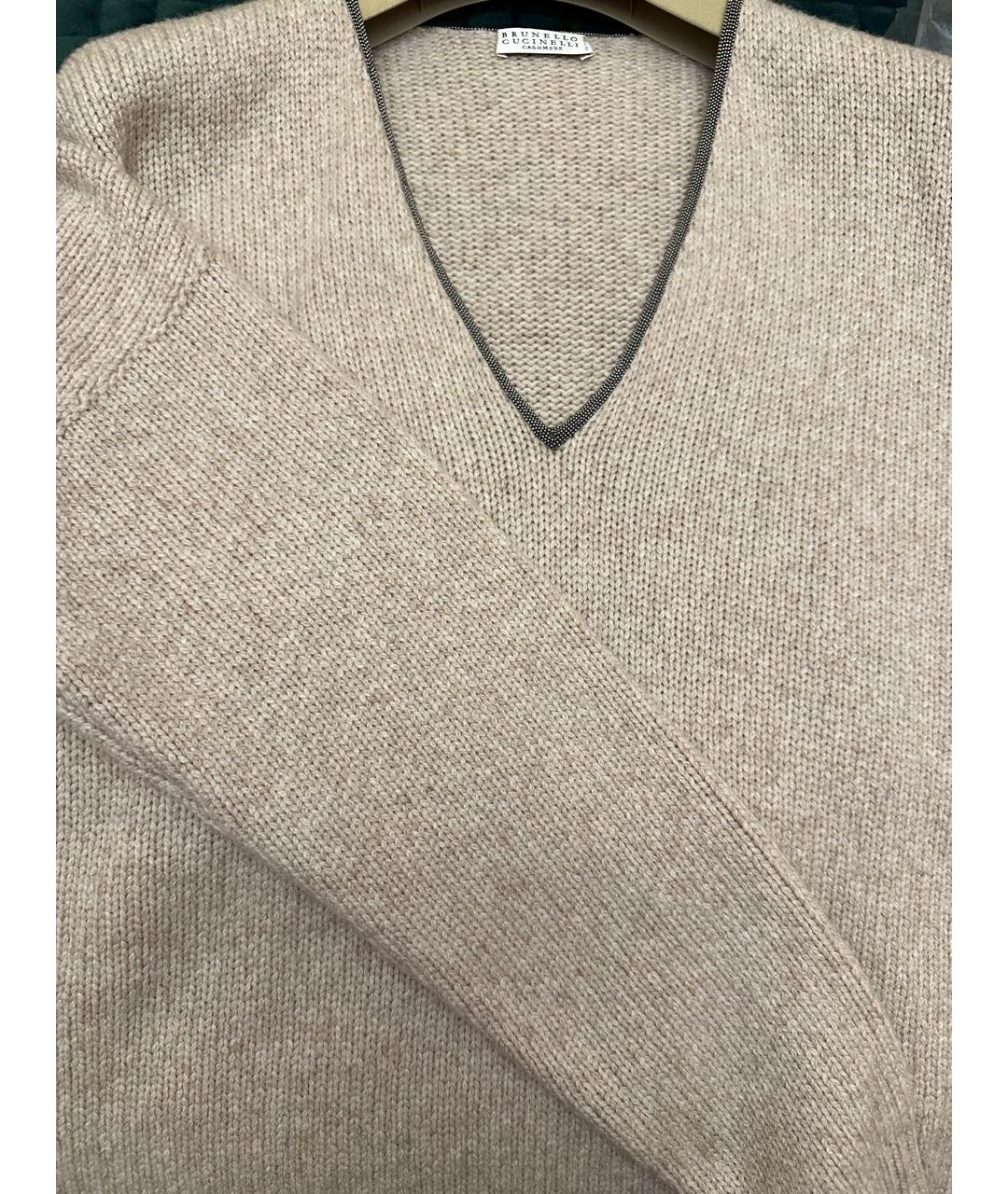 BRUNELLO CUCINELLI Бежевый кашемировый джемпер / свитер, фото 6