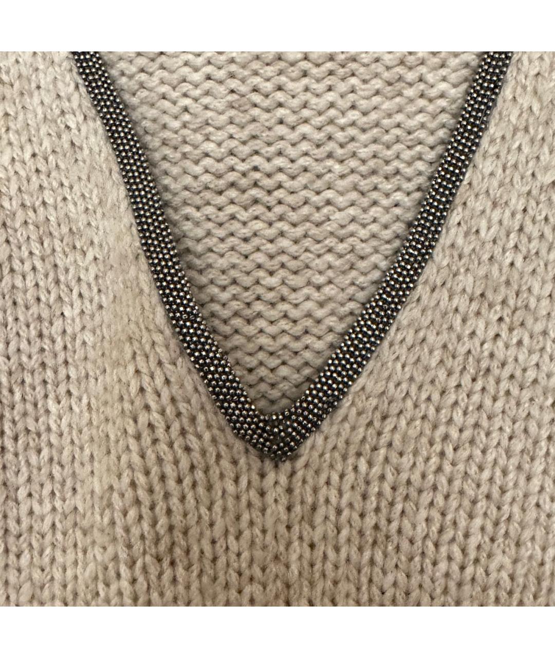 BRUNELLO CUCINELLI Бежевый кашемировый джемпер / свитер, фото 7