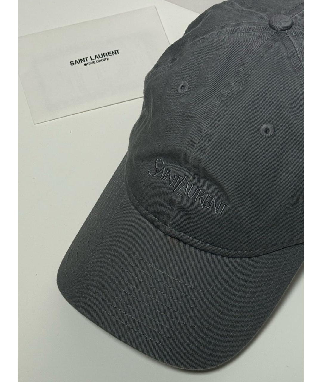 SAINT LAURENT Серая хлопковая кепка, фото 4