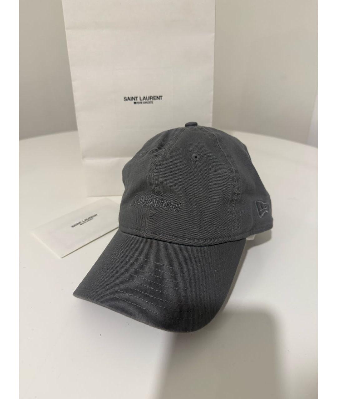 SAINT LAURENT Серая хлопковая кепка, фото 8