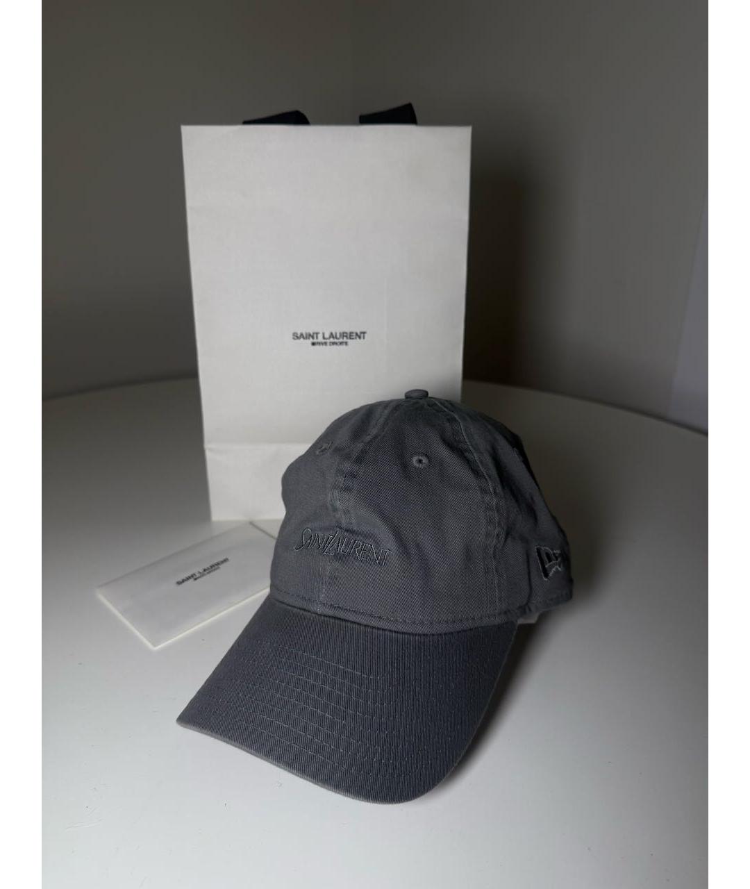 SAINT LAURENT Серая хлопковая кепка, фото 6