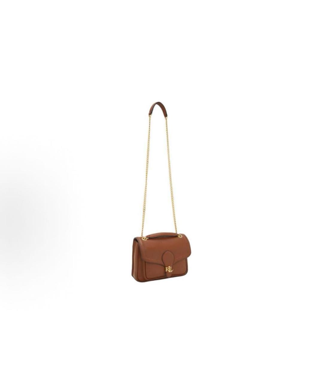 RALPH LAUREN Коричневая кожаная сумка через плечо, фото 2