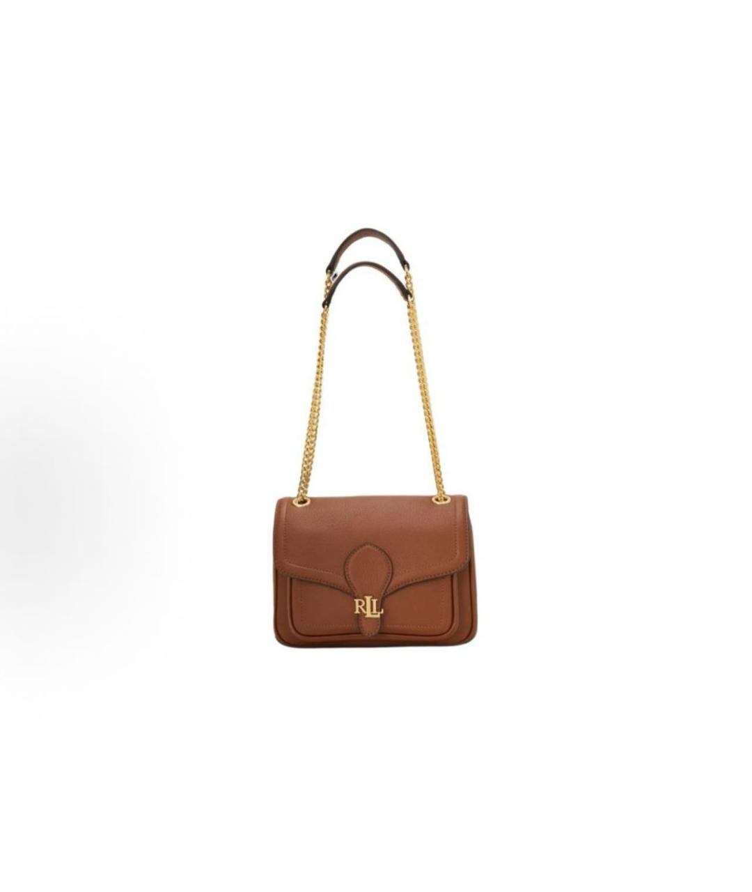 RALPH LAUREN Коричневая кожаная сумка через плечо, фото 6