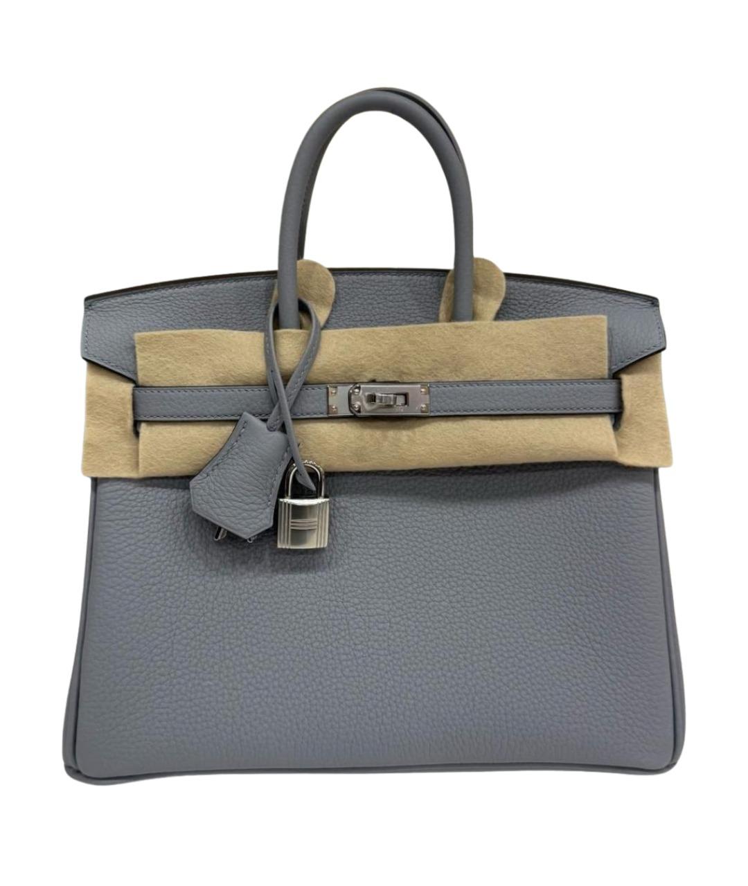 HERMES Серая кожаная сумка с короткими ручками, фото 1