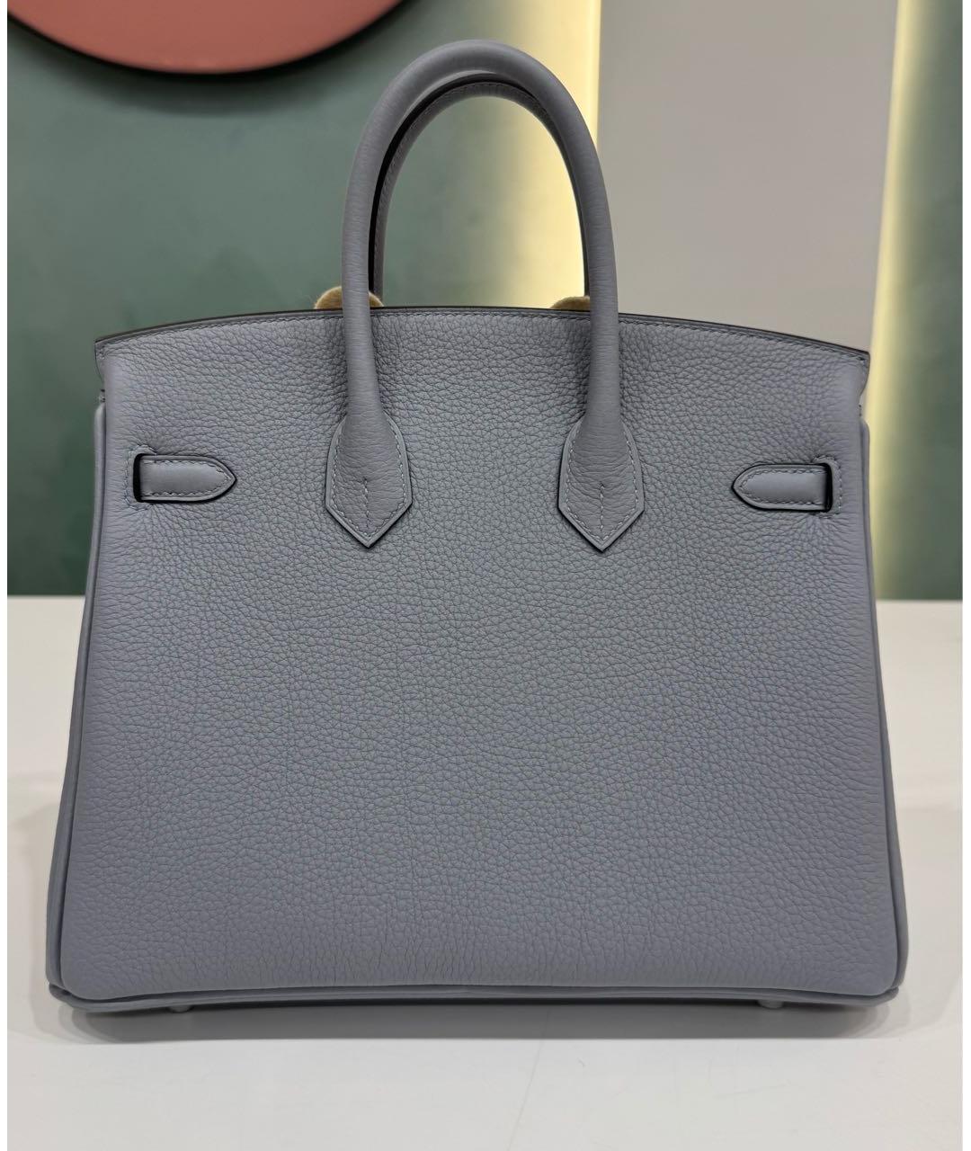 HERMES Серая кожаная сумка с короткими ручками, фото 3