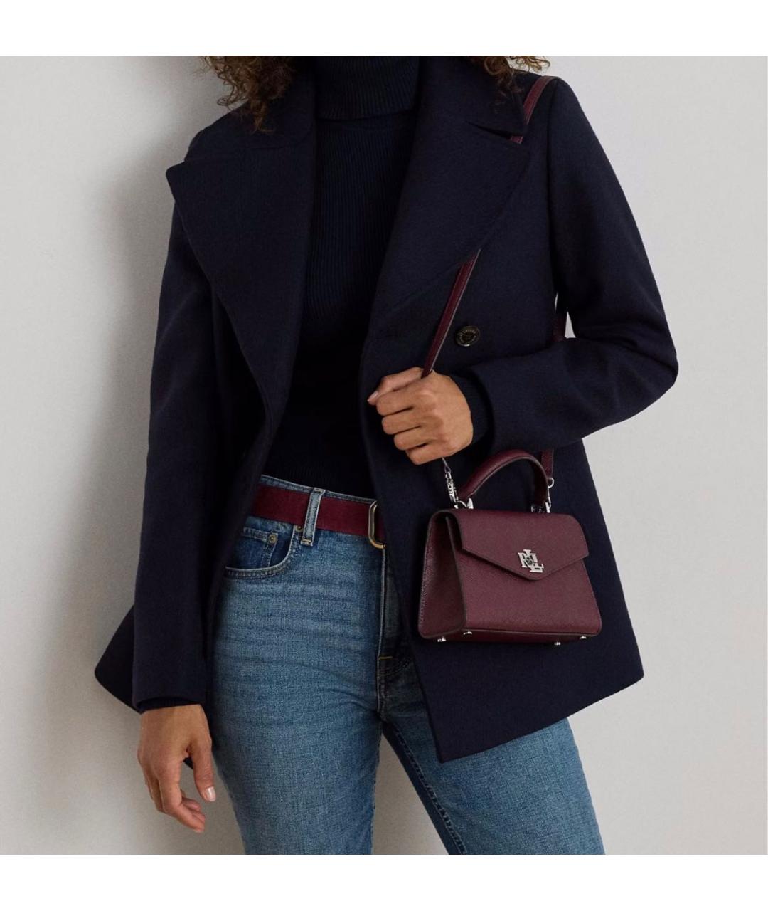 RALPH LAUREN Бордовая кожаная сумка с короткими ручками, фото 6
