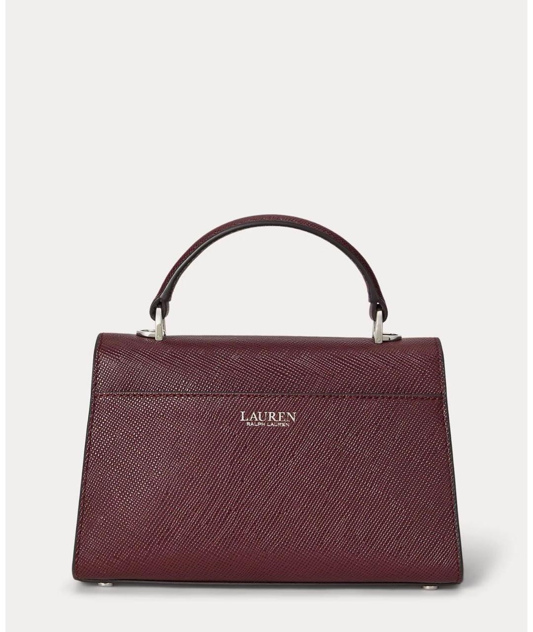 RALPH LAUREN Бордовая кожаная сумка с короткими ручками, фото 3