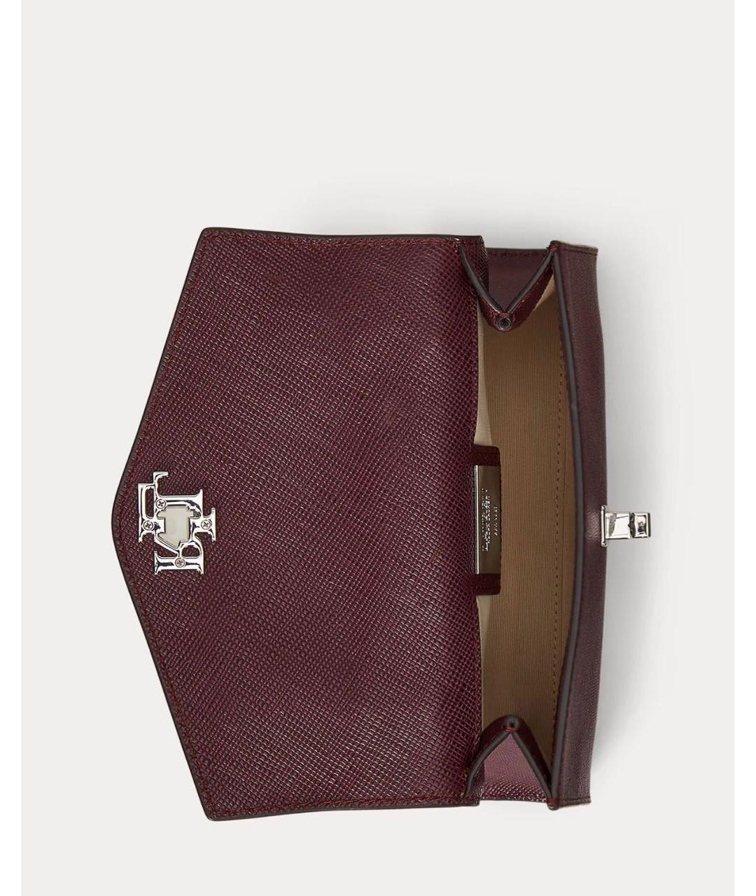 RALPH LAUREN Бордовая кожаная сумка с короткими ручками, фото 4