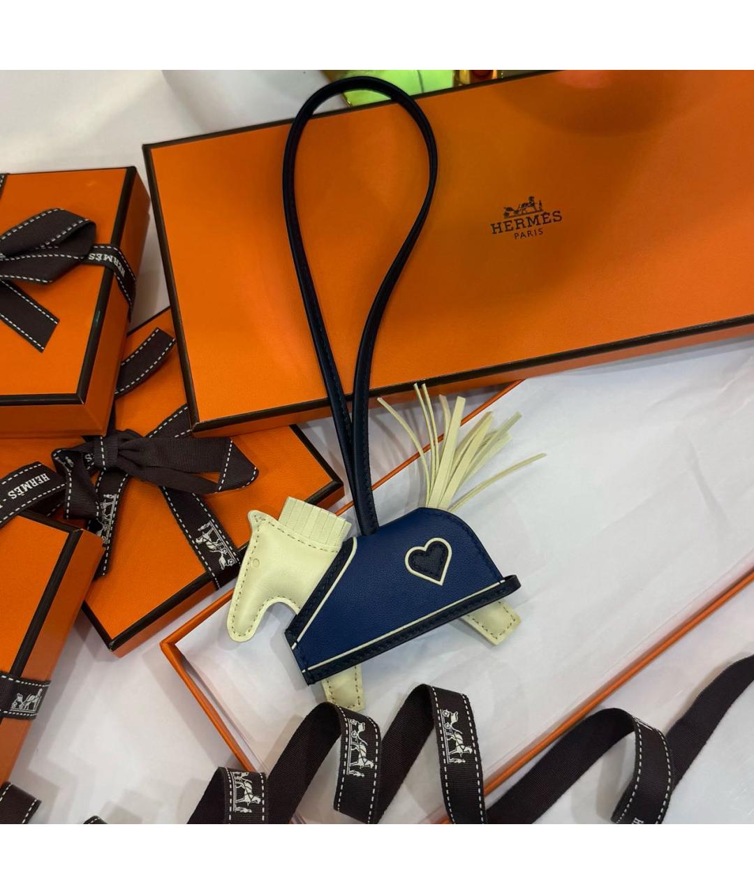 HERMES Синий брелок, фото 3