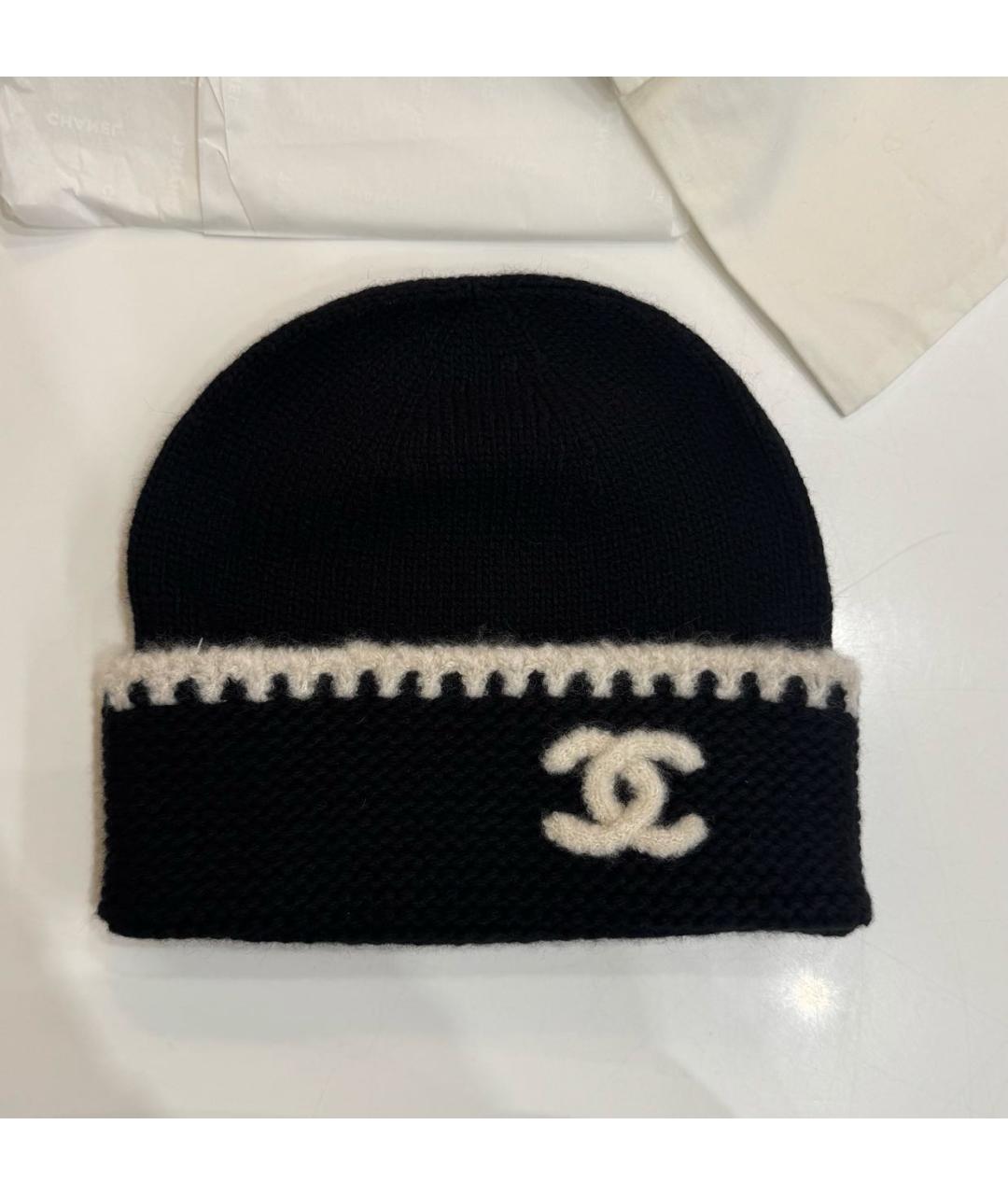 CHANEL Черная кашемировая шапка, фото 7