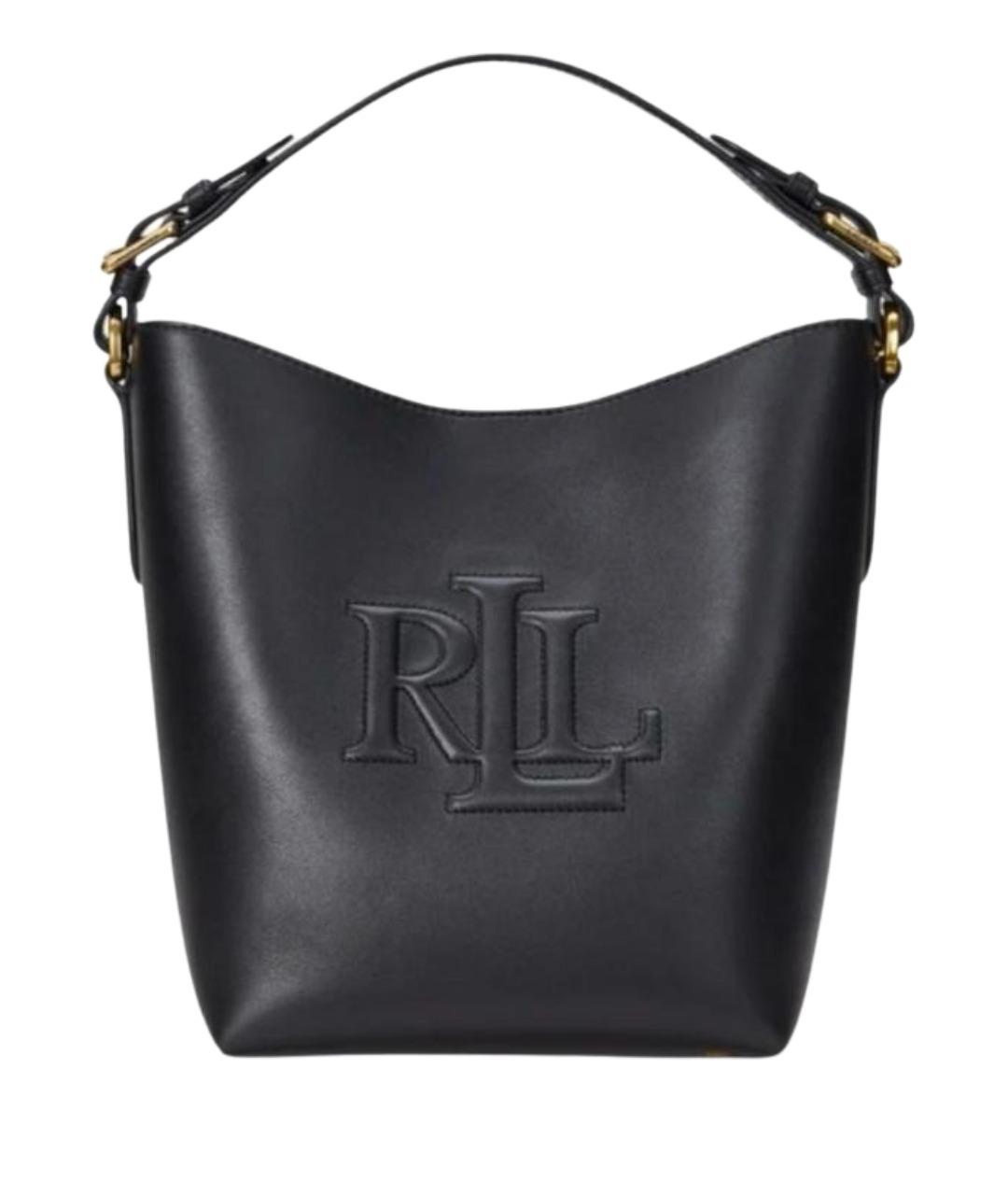 RALPH LAUREN Черная кожаная сумка с короткими ручками, фото 1