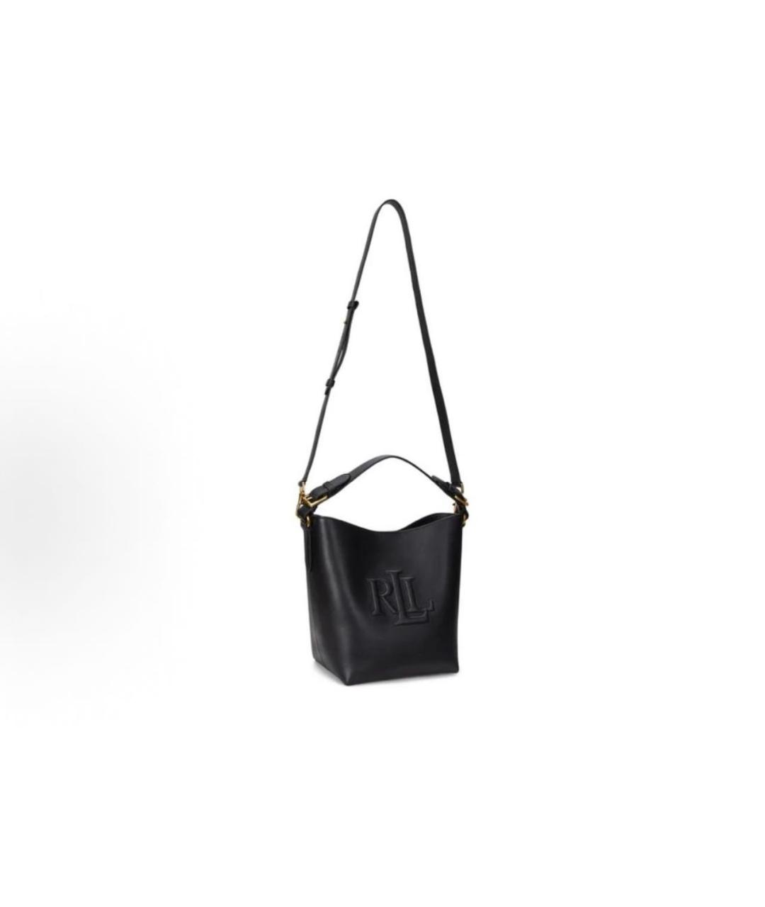 RALPH LAUREN Черная кожаная сумка с короткими ручками, фото 2