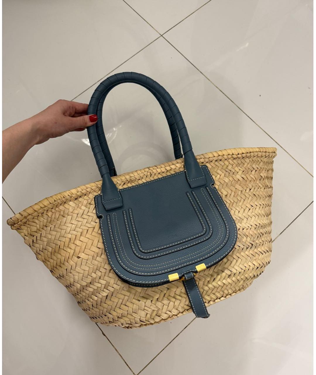 CHLOE Бежевая пелетеная пляжная сумка, фото 5