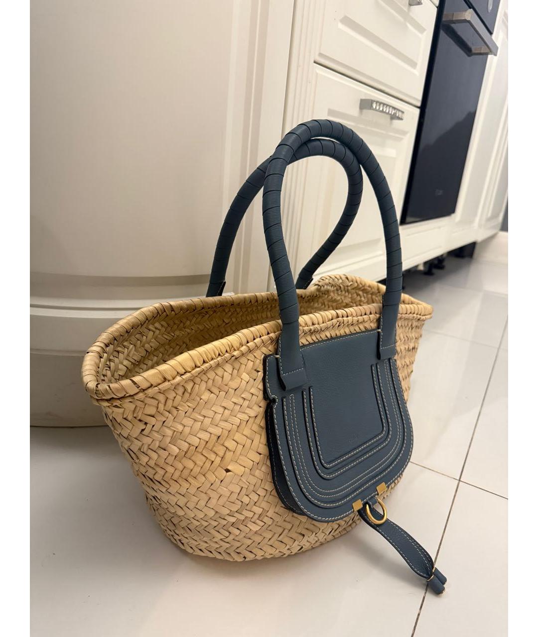 CHLOE Бежевая пелетеная пляжная сумка, фото 2