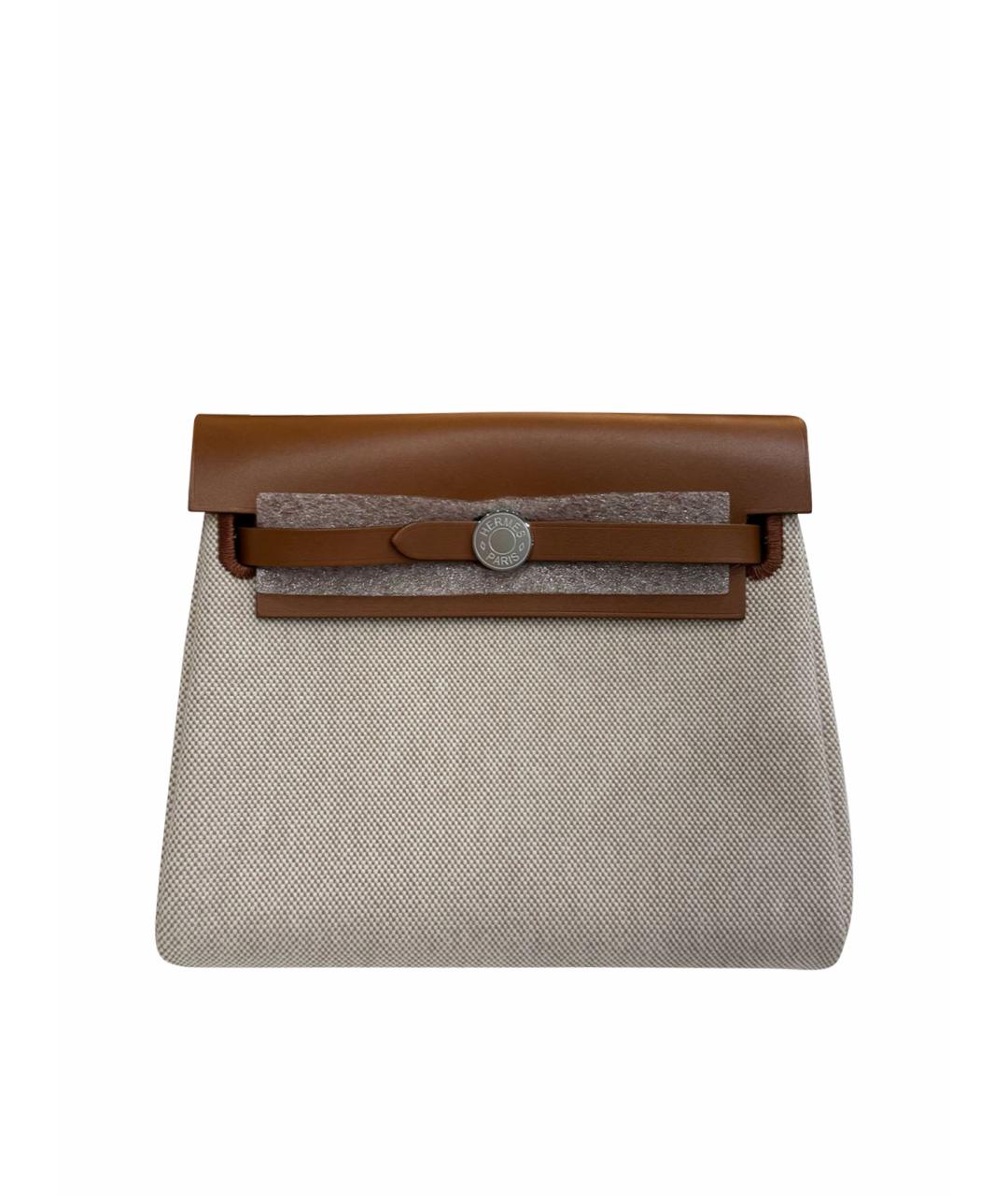 HERMES Бежевая тканевая сумка через плечо, фото 1