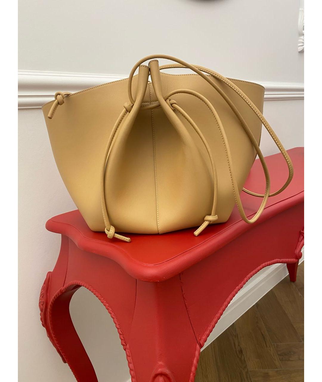 YUZEFI Бежевая кожаная сумка тоут, фото 5