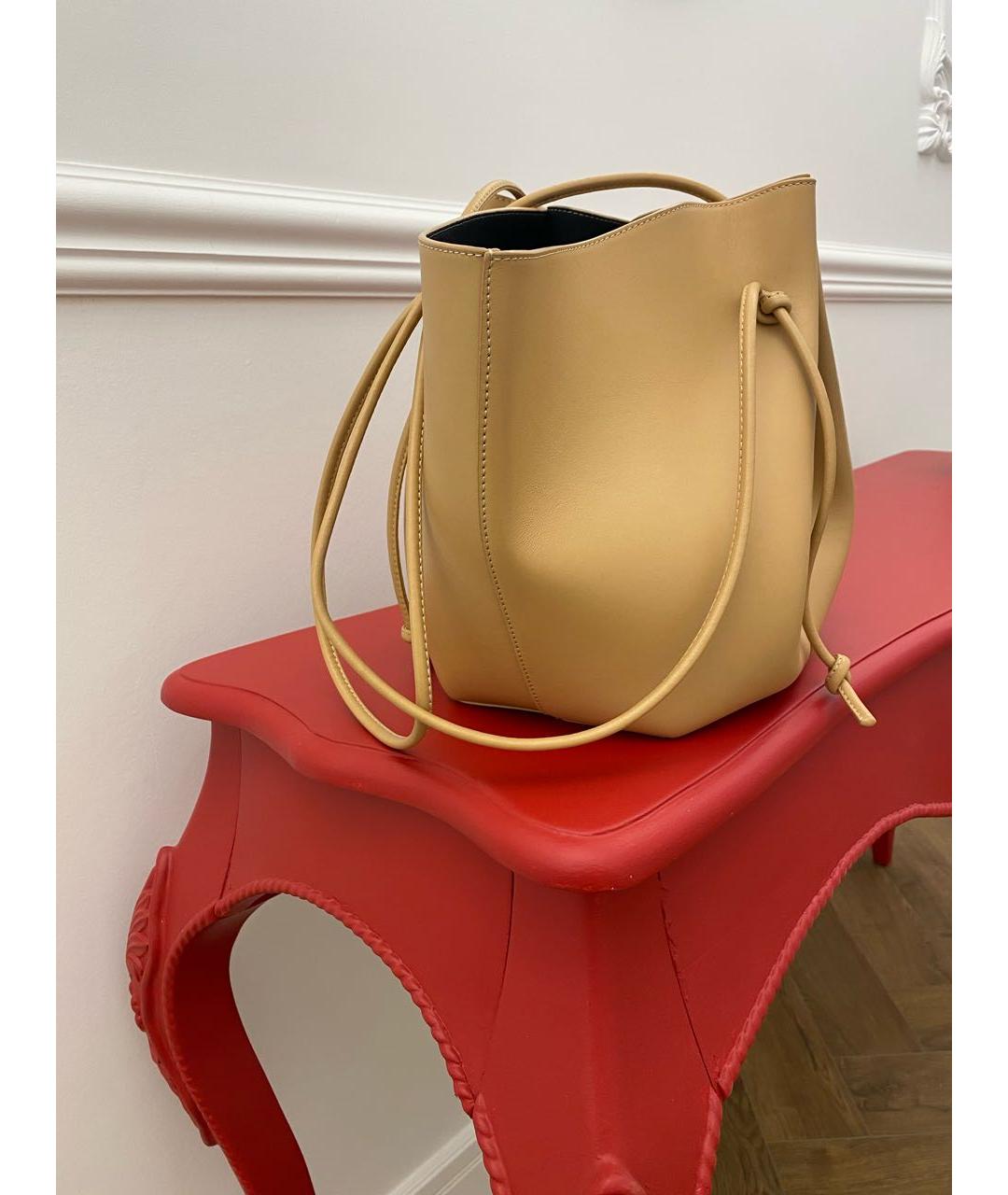 YUZEFI Бежевая кожаная сумка тоут, фото 2