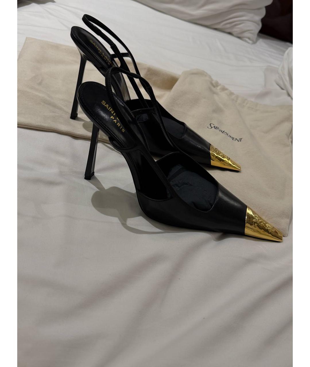 SAINT LAURENT Черные кожаные туфли, фото 6