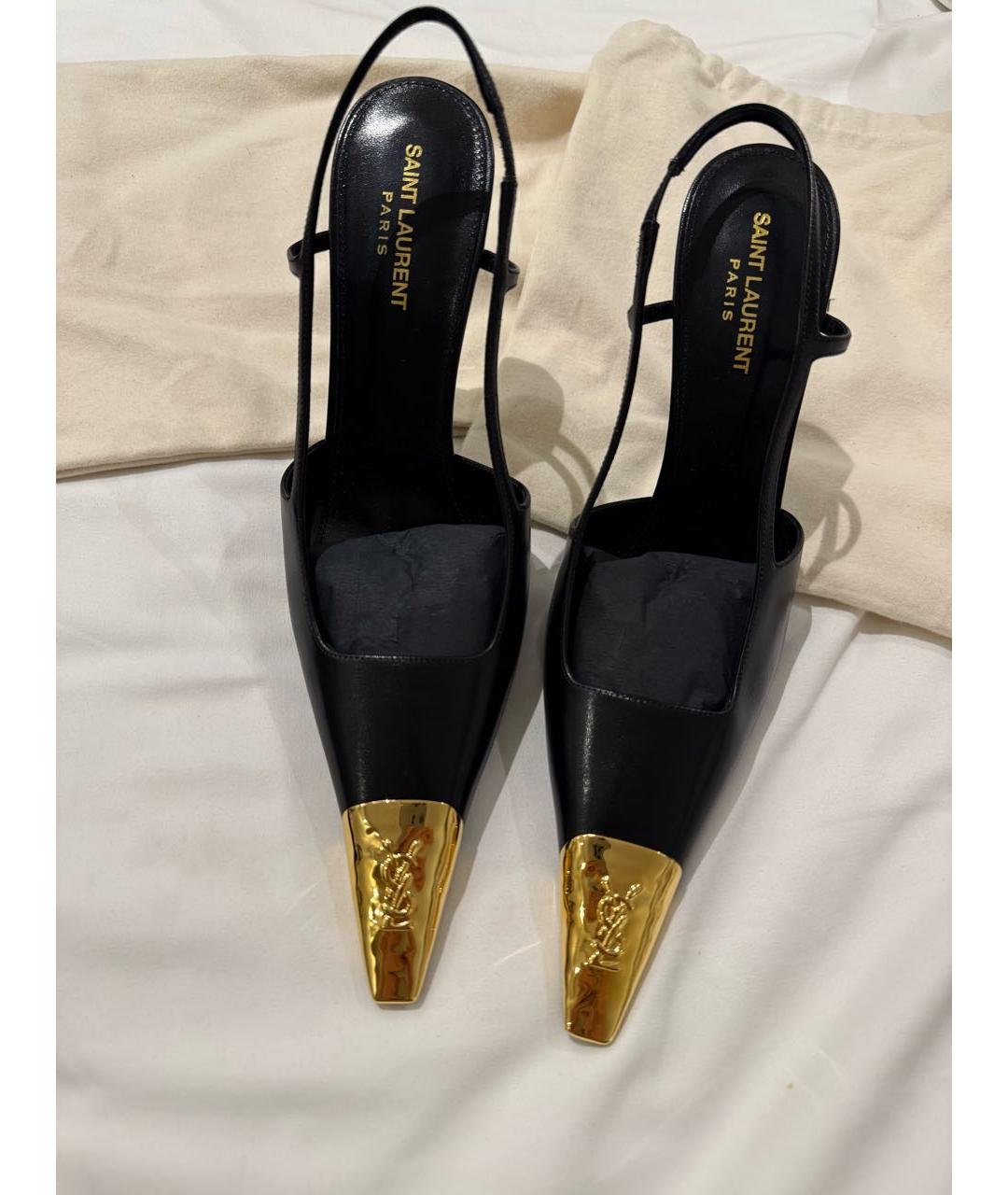 SAINT LAURENT Черные кожаные туфли, фото 2