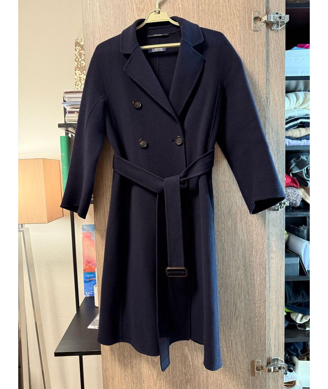 'S MAX MARA Темно-синее шерстяное пальто, фото 6