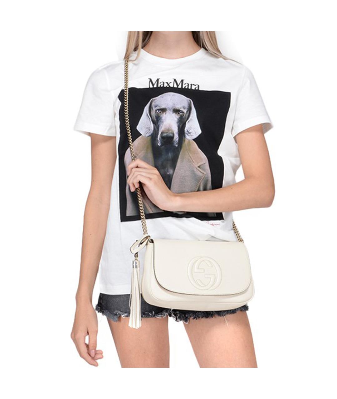 GUCCI Белая кожаная сумка через плечо, фото 3