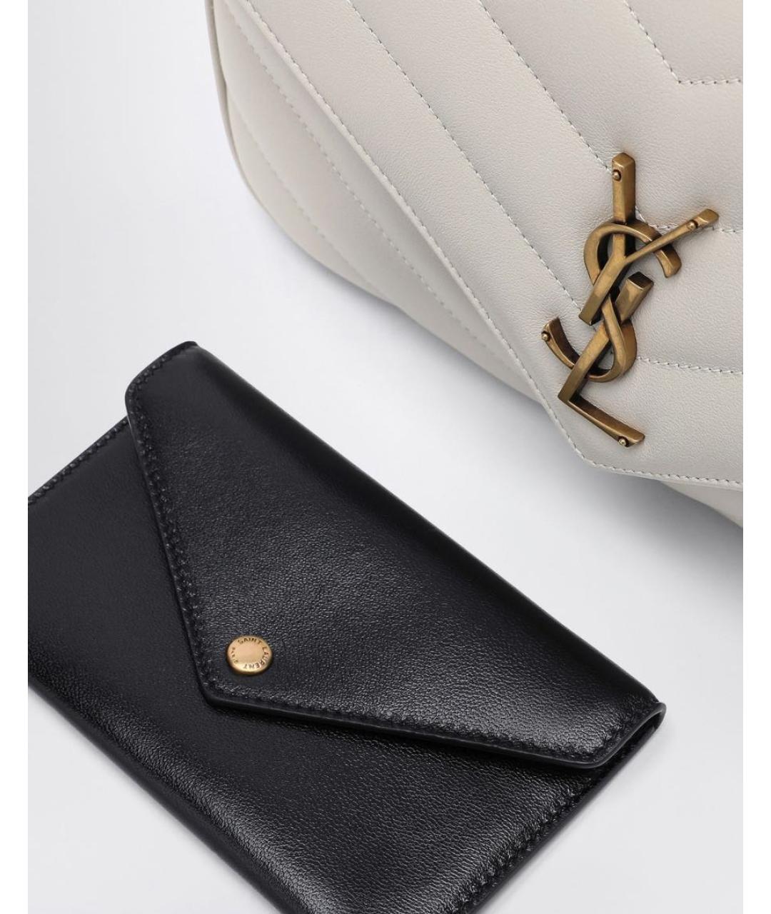 SAINT LAURENT Белая кожаная сумка через плечо, фото 5