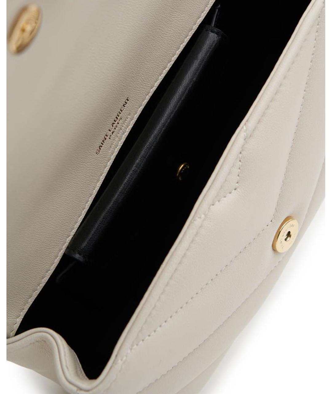 SAINT LAURENT Белая кожаная сумка через плечо, фото 4