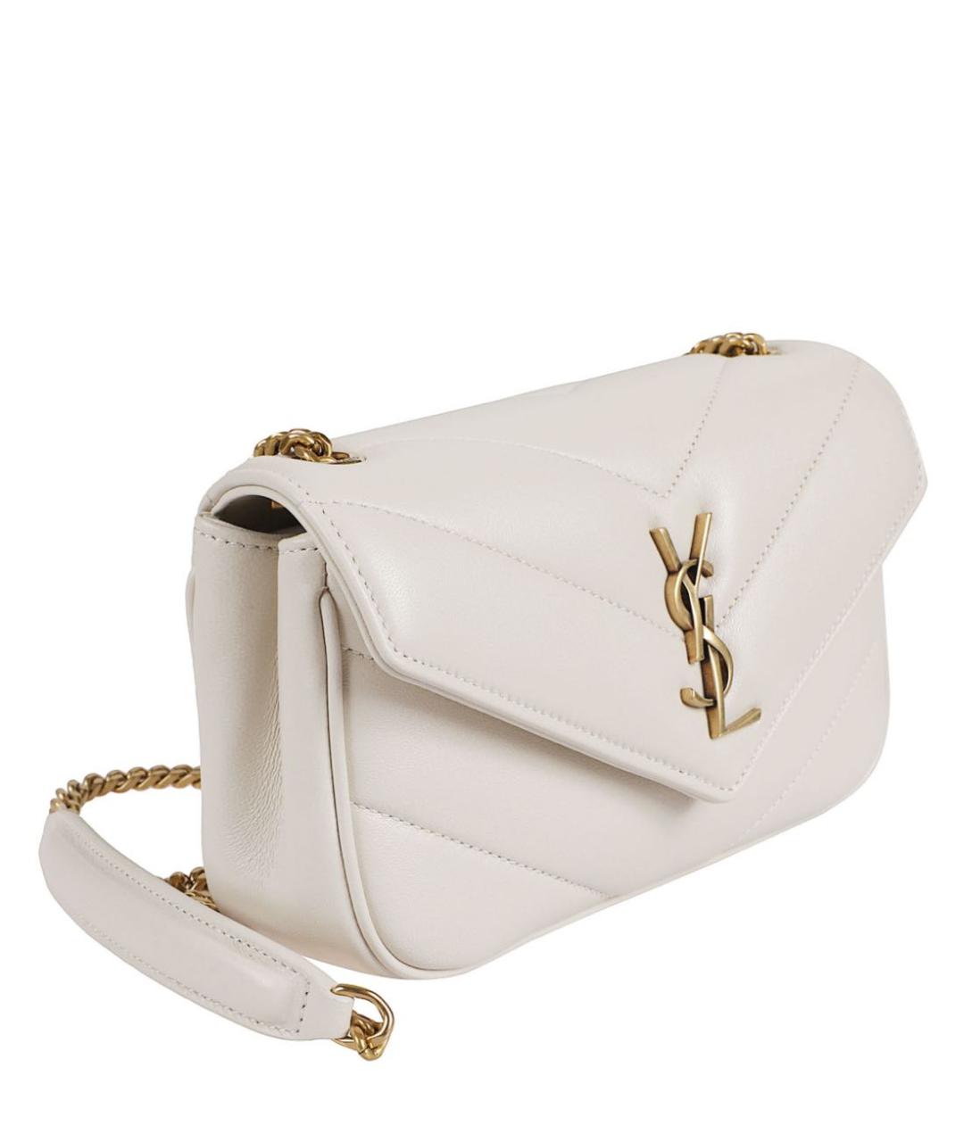 SAINT LAURENT Белая кожаная сумка через плечо, фото 7