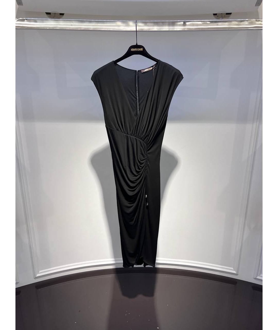 ROBERTO CAVALLI Черное шелковое коктейльное платье, фото 3