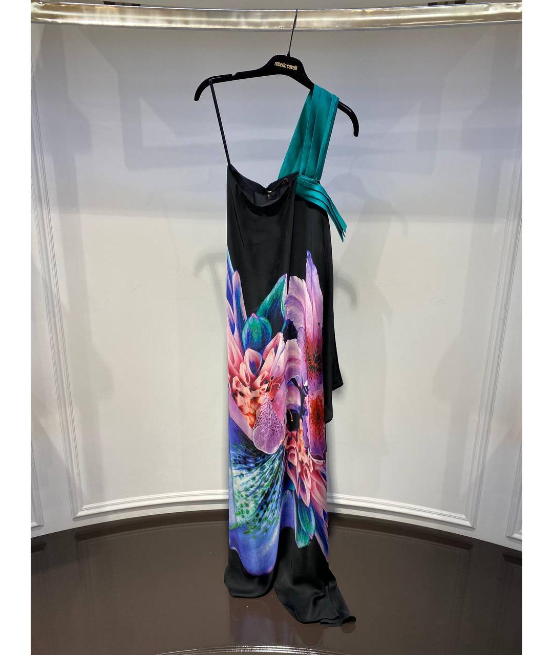 ROBERTO CAVALLI Черное шелковое вечернее платье, фото 4