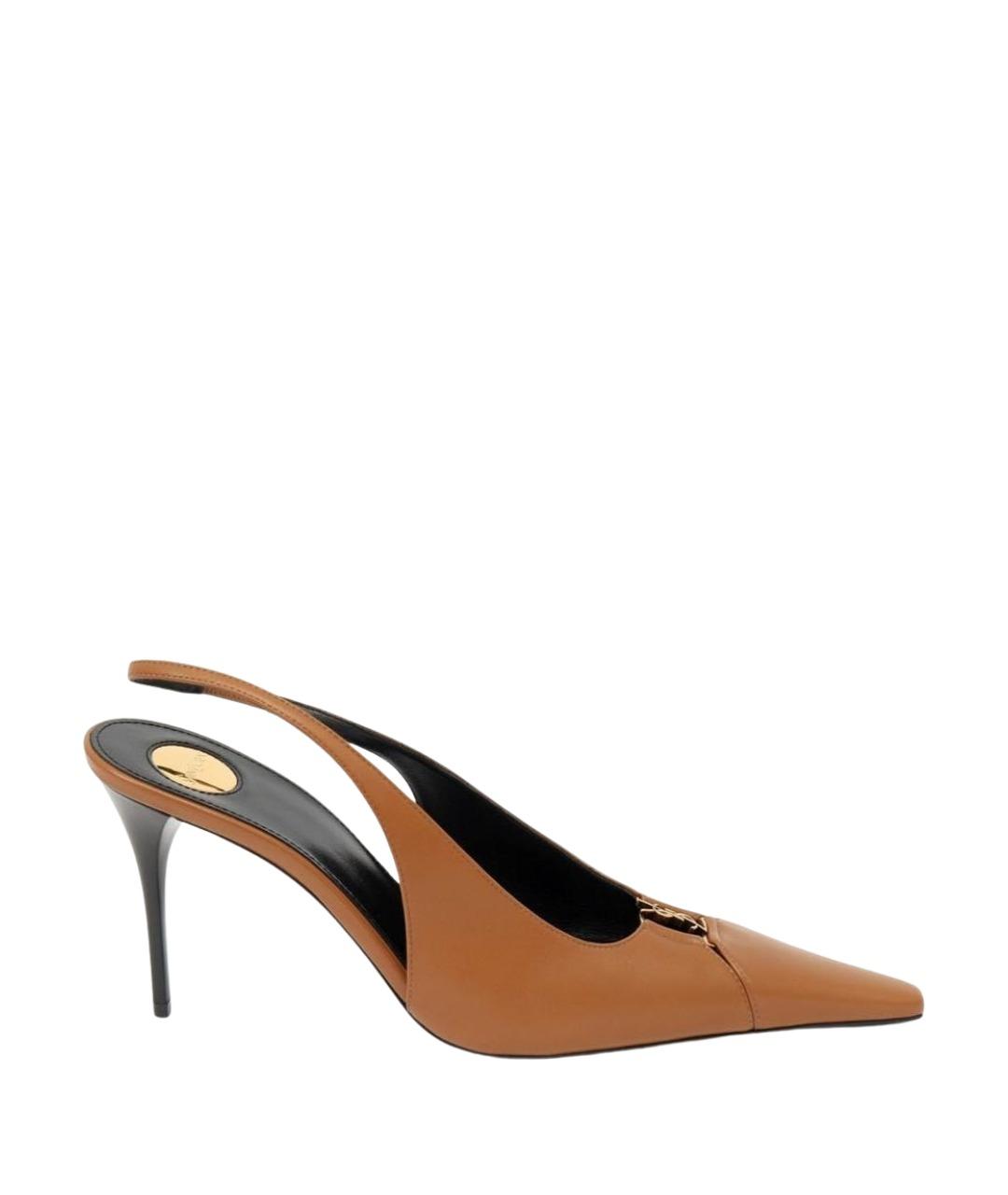 SAINT LAURENT Коричневые кожаные туфли, фото 1