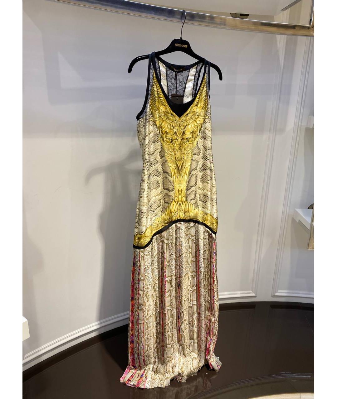 ROBERTO CAVALLI Бежевое шелковое вечернее платье, фото 2