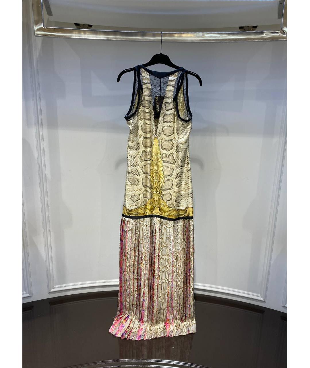 ROBERTO CAVALLI Бежевое шелковое вечернее платье, фото 3